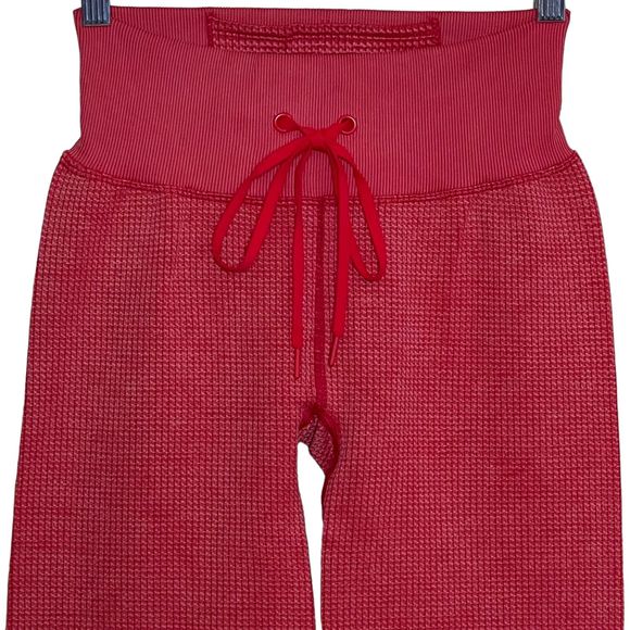 Victoria's Secret Pink Active Waffle Knit Jogger Pants Red Drawstring Waist M - Picture 2 of 8